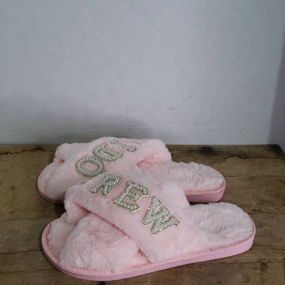Xuhal Bridesmaids pink Wedding Slippers I Do Crew Slides slip on comfort‎ - Picture 1 of 8